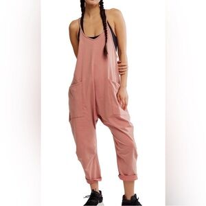 Free People romper Hot Shot onesie Petal pink jumpsuit pull on NEW oversized